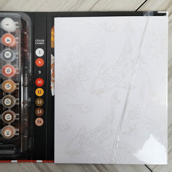 Art Maker PAINTING BY NUMBERS: KOI FISH w/ Supplies~~NIP - Picture 5 of 11